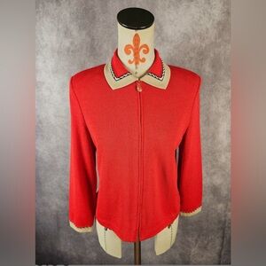 St. John Red Santana Cardigan Size 2